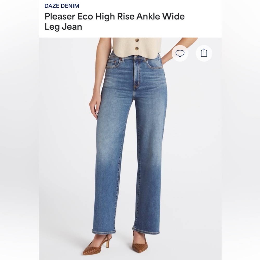 Daze Denim Pleaser High Rise Ankle Wide Leg Jeans - Blue